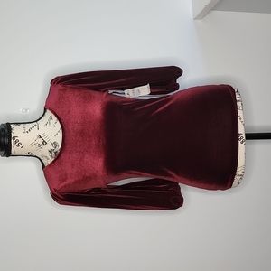 Halogen velvet burgundy blouse size extra small